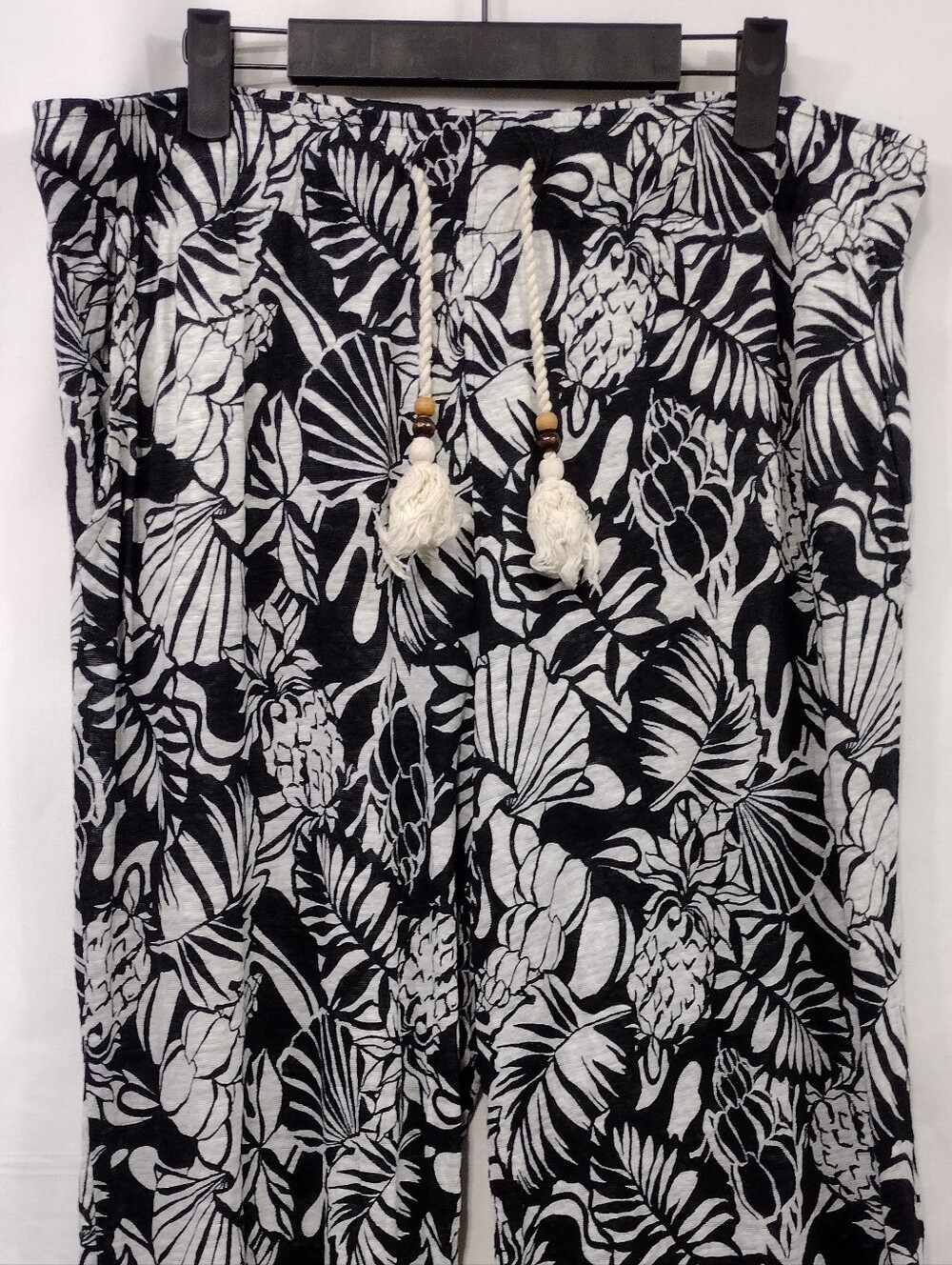 Nicole Miller Linen Tropical Print Floral Wide-Leg Pants Womens XL Boho Beach - Picture 2 of 7